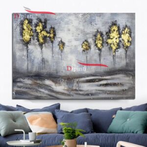 Quadri con paesaggio alberi gialli astratti