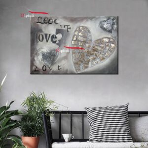 Quadri cuore love bianchi astratti