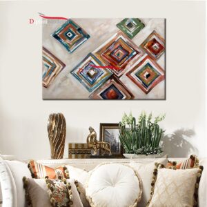 Quadri decorativi rombi colorati dipinti a mano