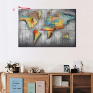 Quadri moderni cartina geografica mondo colorato