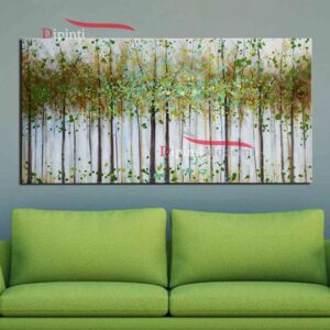 Quadri moderni con alberi arredamento verde acido