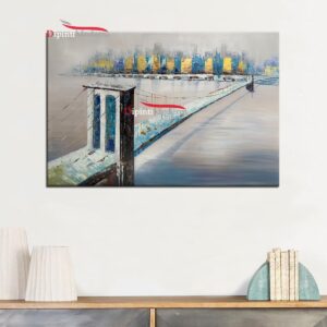 Quadri moderni ponte cavi sospesi dipinto a mano