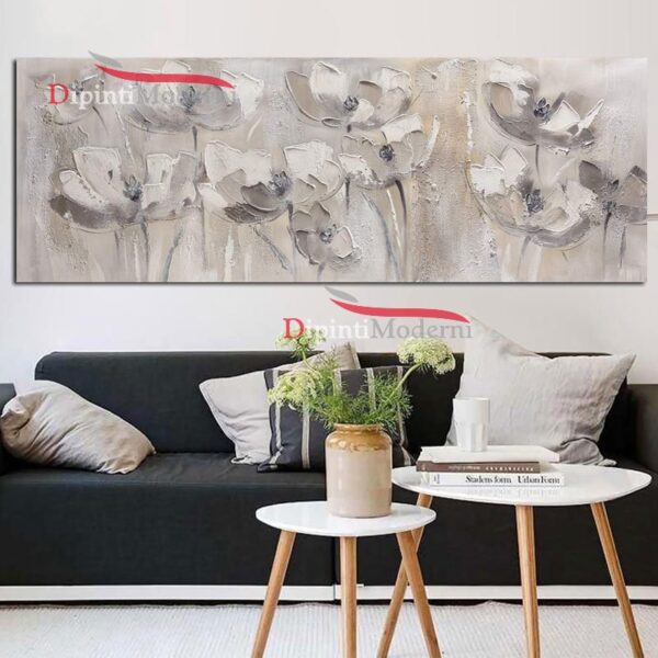 Dipinti moderni bianchi con fiori arredamento soggiorno