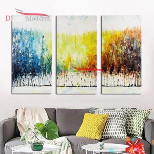 Quadri colori sfumati giallo blu bianco dipinti astratti olio su tela