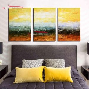 Quadri paesaggio sole giallo astratti camera da letto