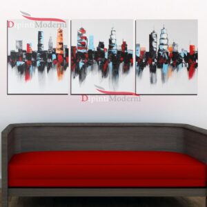 Quadri dipinti su tela palazzi grattacieli america rosso bianco
