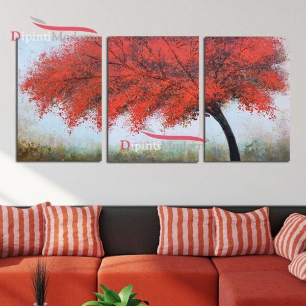 Quadri moderni rosso albero pittura su tela