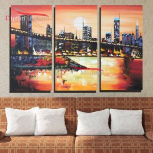 Quadri ponte Brooklyn tramonto america dipinti su tela