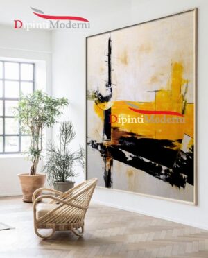 Quadri moderni dipinti a mano decorativi giallo nero studio salone soggiorno