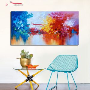 Dipinto su tela paesaggio astratto colorato spatolato
