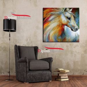 Quadro su tela cavallo elegante colorato dipinto a mano