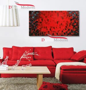 Dipinto a mano su tela rosso astratto