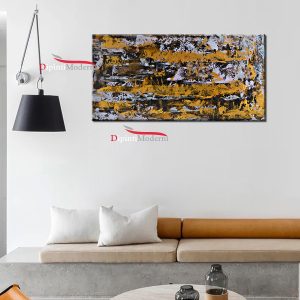 Quadro moderno giallo nero astratto dipinto a mano