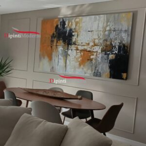 Quadro moderno giallo nero dipinto a mano maxi formato
