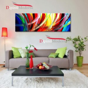 Quadro moderno su tela fascio di colori astratti dipinto a mano