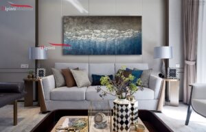 Dipinto a mano decorativo moderno azzurro