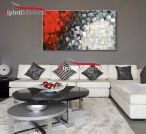Quadro moderno rosso nero dipinto a mano sala salone soggiorno