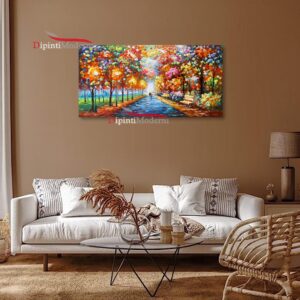Quadri sala con sentiero alberato amore colori caldi