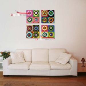 Set di quadri moderni quadrati con cerchi colorati