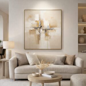 Dipinto a mano moderno color beige oro bianco