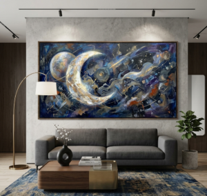 Quadro moderno dipinto a mano luna artemis