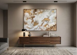 Dipinto a mano oro grigio bianco decorativo per ambienti minimalisti