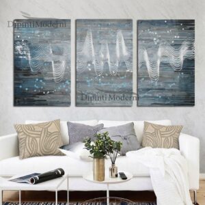 Dipinto a mano personalizzato grigio e azzurro con cornice